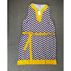 Mud Pie Dress Size Large Purple Gold Game Day Chevron Shift LSU Tigers Fan New